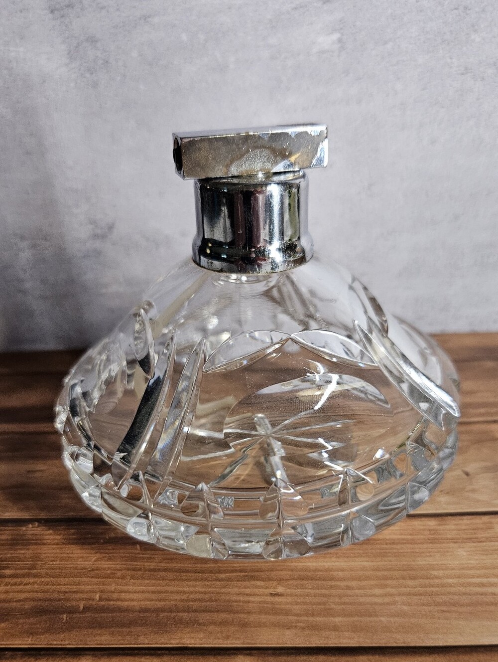 Vintage Cut Crystal Glass Perfume Bottle - Missing Squeeze Ball